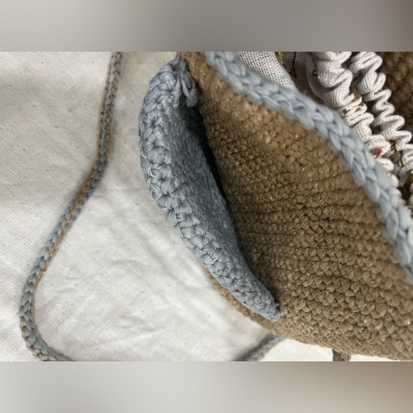 Handcrafted Brown and Blue Crochet Shoulder Bag - Picture 6 of 7
